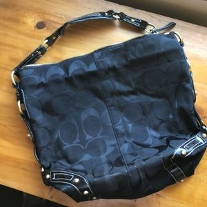 Coach Dark Blue Monogram Shoulder Bag